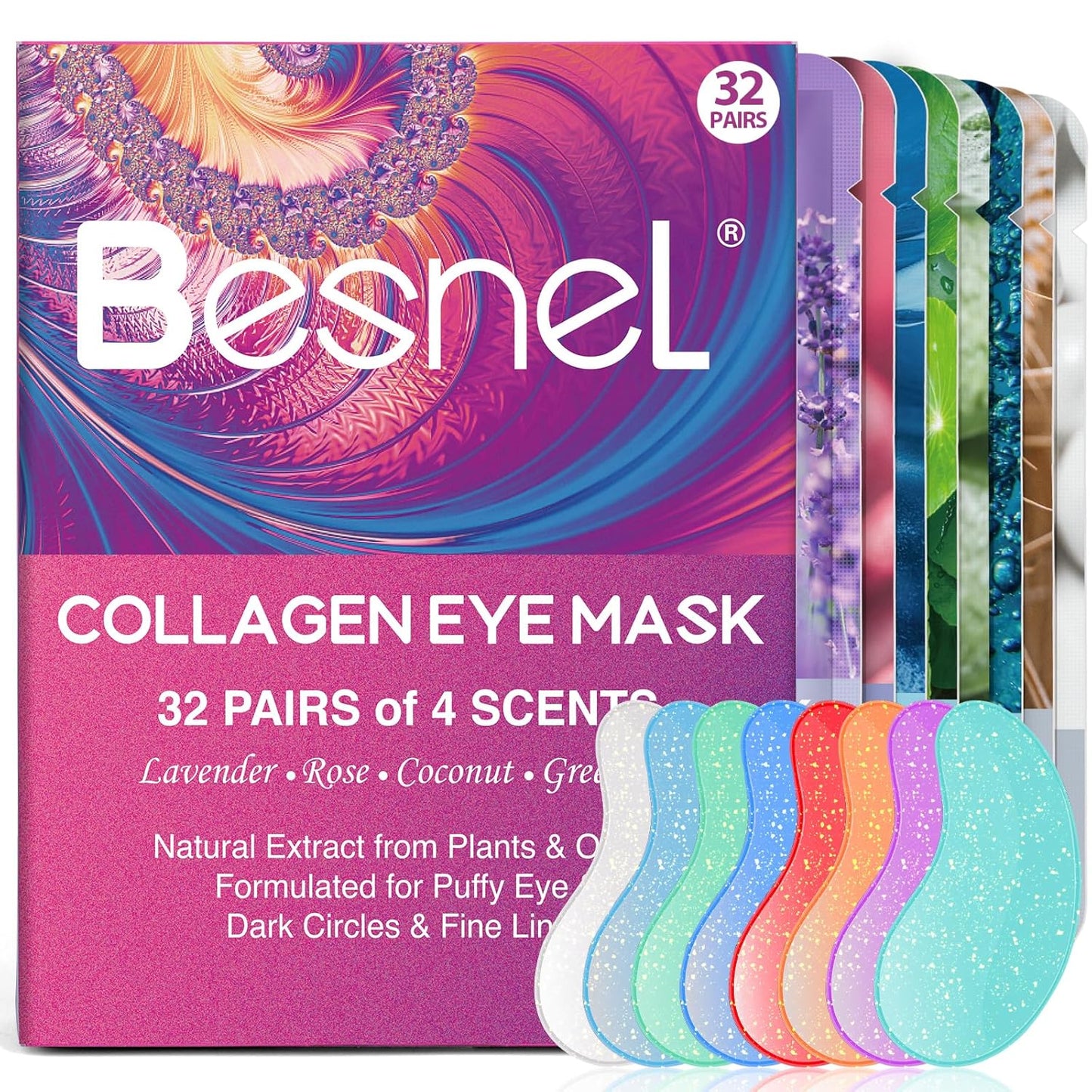 Eye Gels Pads 32 Pairs,Under Eye Patches Helps Reduce Puffy Eyes,Wrinkles and Dark Circles,Eye Mask with Collagen Protein,Pearl Extract and Hyaluronic Acid,Beauty & Personal Care