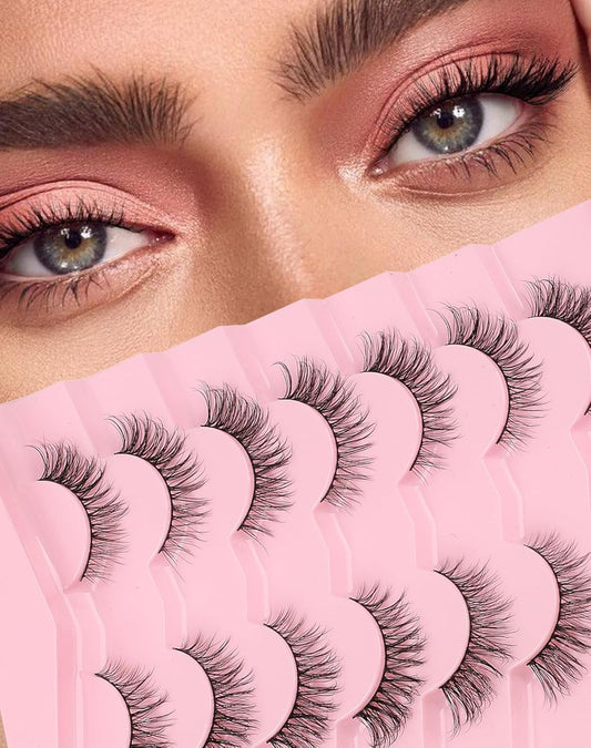 Natural Lashes Wispy Everyday Natural Look Flared Eyelashes Fairy False Cateye Lash Soft False Eyelashes Fluffy 7 Pairs D77