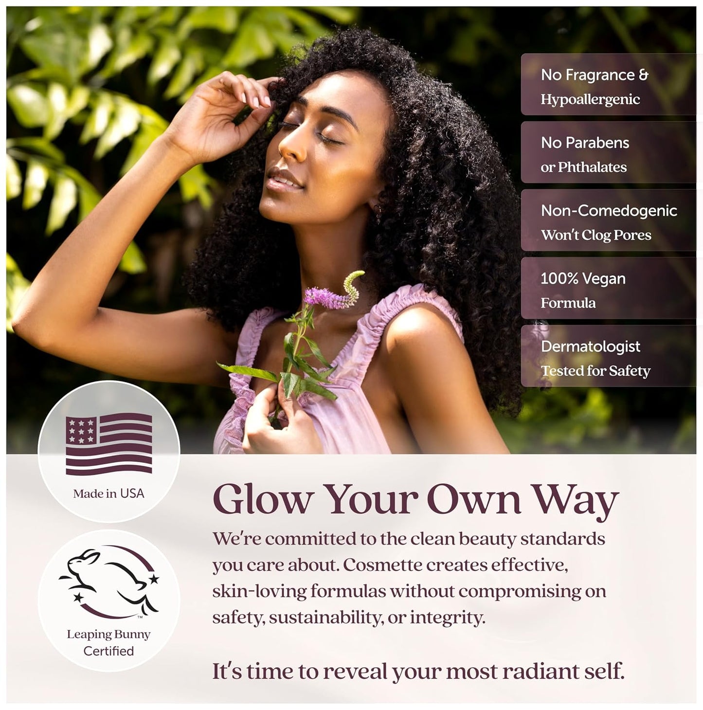 Cosmette Bright Embrace Brightening Eye Cream, Vegan Under Eye Butter for Dark Circles & Wrinkles with Niacinamide, Protect Sensitive Skin Against Aging, Natural Skincare for Clean Beauty, 0.5 FL Oz