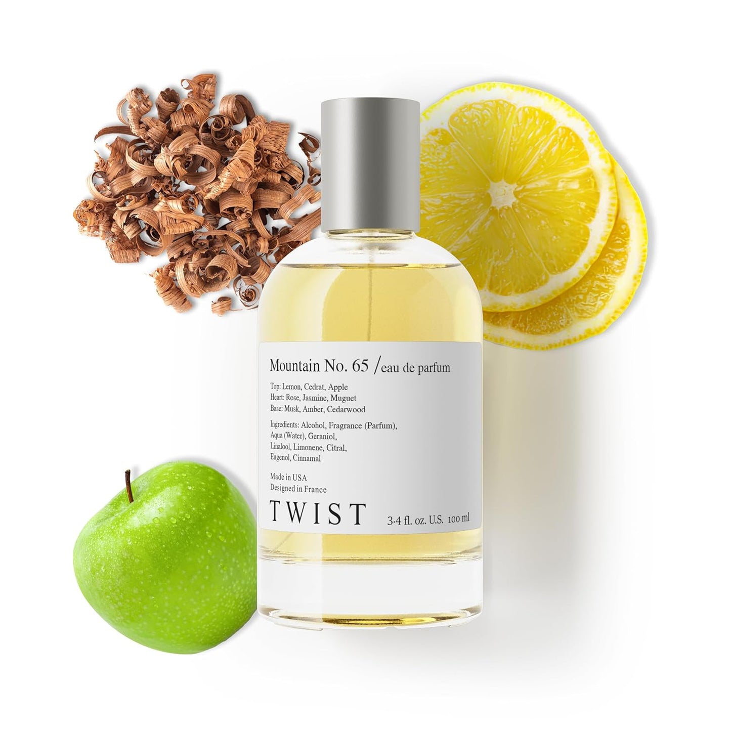 Twist Mountain No. 65 - Inspired by DG Lig. Blue EDT, Long-Lasting Eau Da Parfum for Women, Vegan, Clean Ingredients, Lemon & Apple – Spray 100 ml | 3.4 fl. oz.