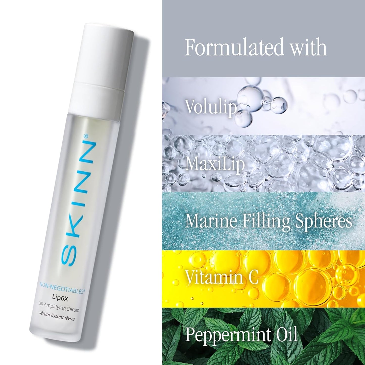 SKINN Lip Amplifying Serum, Lip6X with Peptides - Deep Moisturizing Serum Instantly Plumps, Hydrates & Smooths Lips & Boosts Collagen Production - Lip Care Products for Women