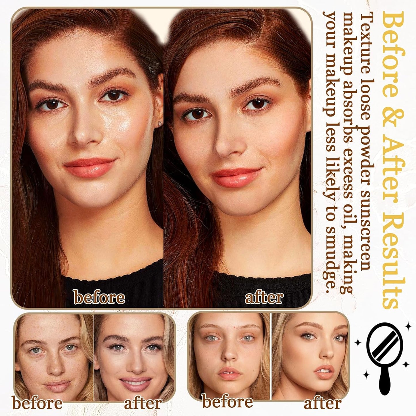 Lightweight Setting Powder,Waterproof Oil Control Translucent Face Powder,Smooth Long Lasting Matte Finish Loose Powder with Face Makeup Brush & Powder Puff(Natural Color)