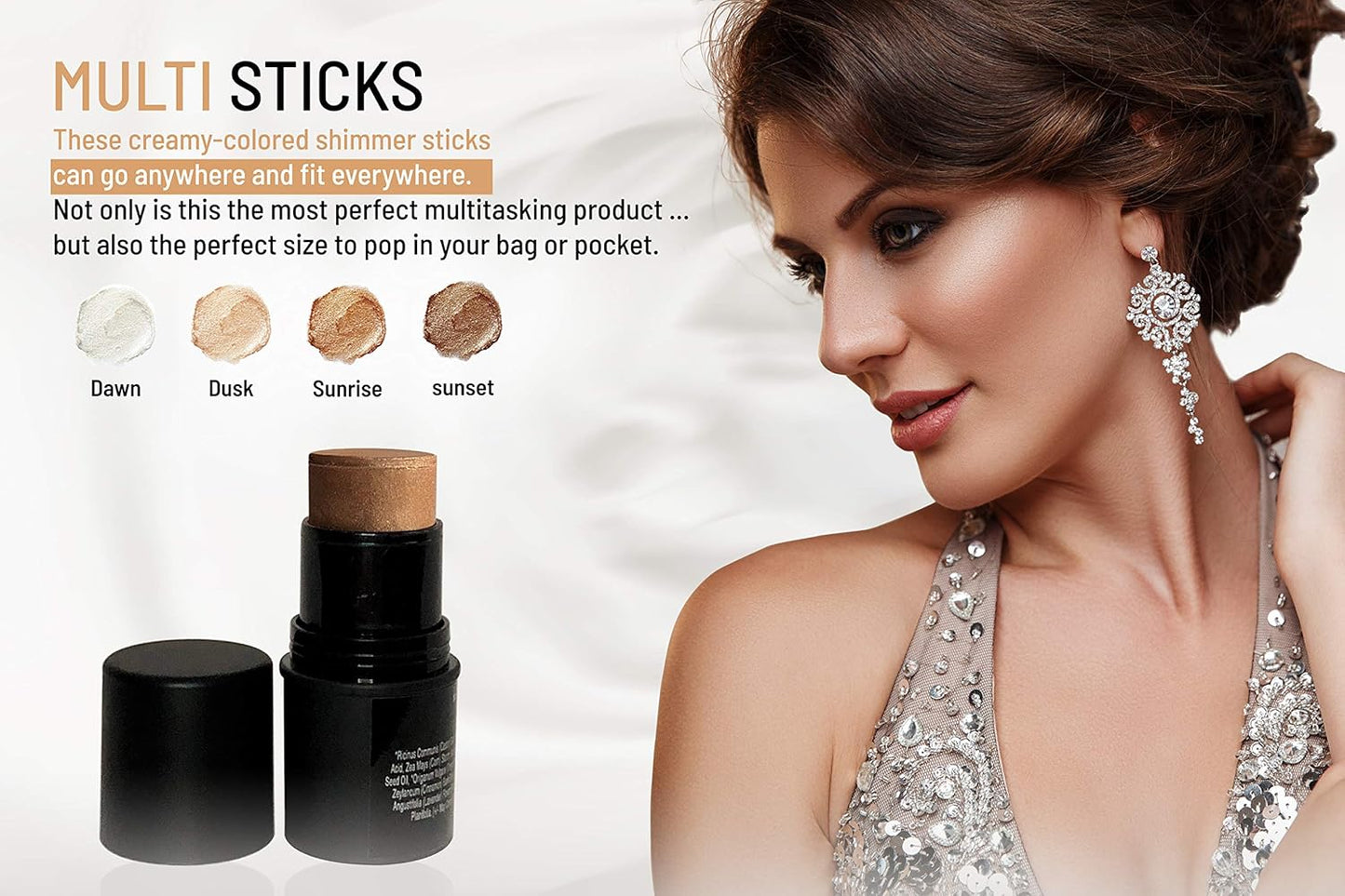 Natural Organic Multi Cream Sticks, Highlighter and Bronzers 100% Natural, Vegan, Gluten Free, Cruelty Free, Made in the USA, 0.18 oz. (Dawn)