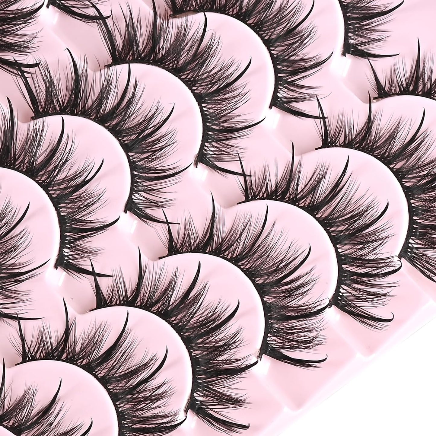 FARRED Wispy Lashes Hybrid Mink Eyelashes 14 Pairs Short Cat Eye Natural Fluffy False Eyelashes Faux Mink Strip Eye Lashes Pack for Daily Makeup (F17 | 8-16 mm)