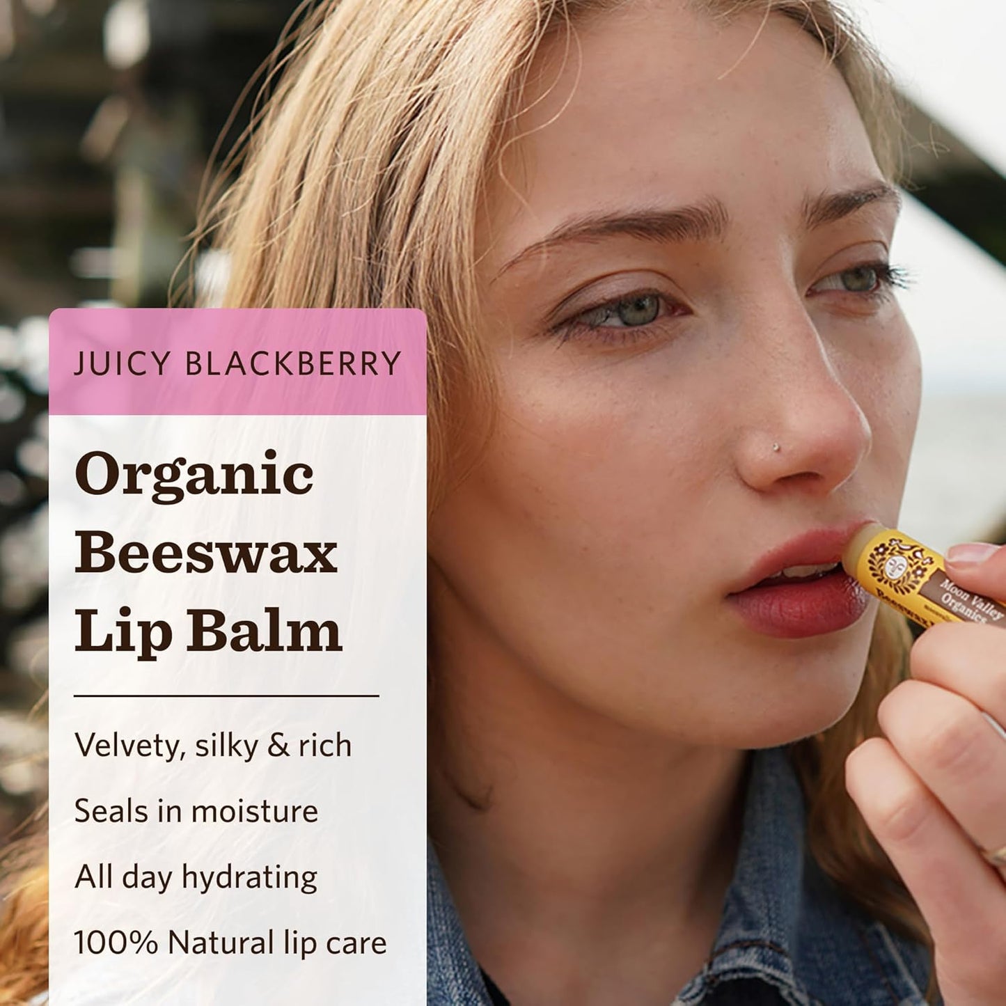 Moon Valley Organics Beeswax Lip Balm for Moisturizing Lips and Cuticles (JUICY BLACKBERRY, 6-Pack)