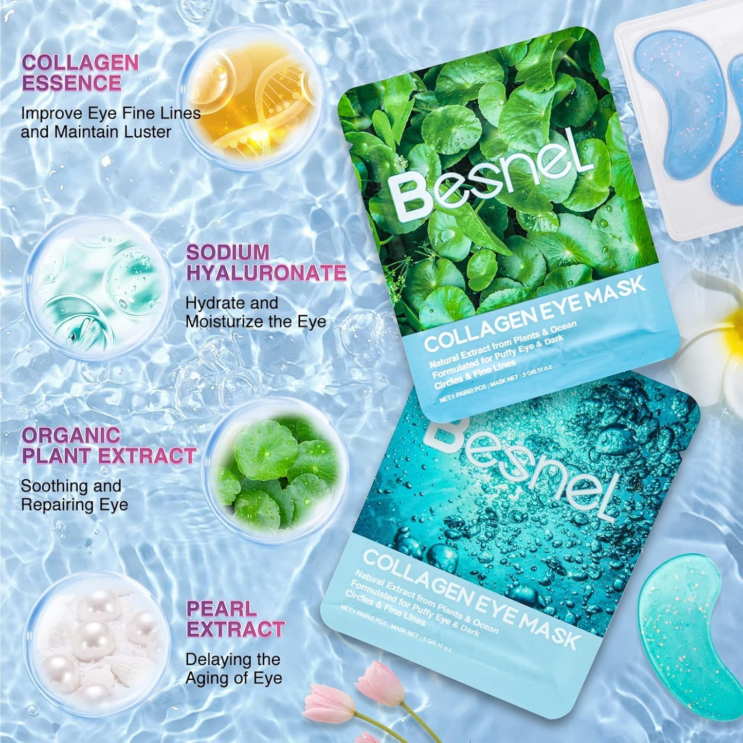 Eye Gels Pads 32 Pairs,Under Eye Patches Helps Reduce Puffy Eyes,Wrinkles and Dark Circles,Eye Mask with Collagen Protein,Pearl Extract and Hyaluronic Acid,Beauty & Personal Care