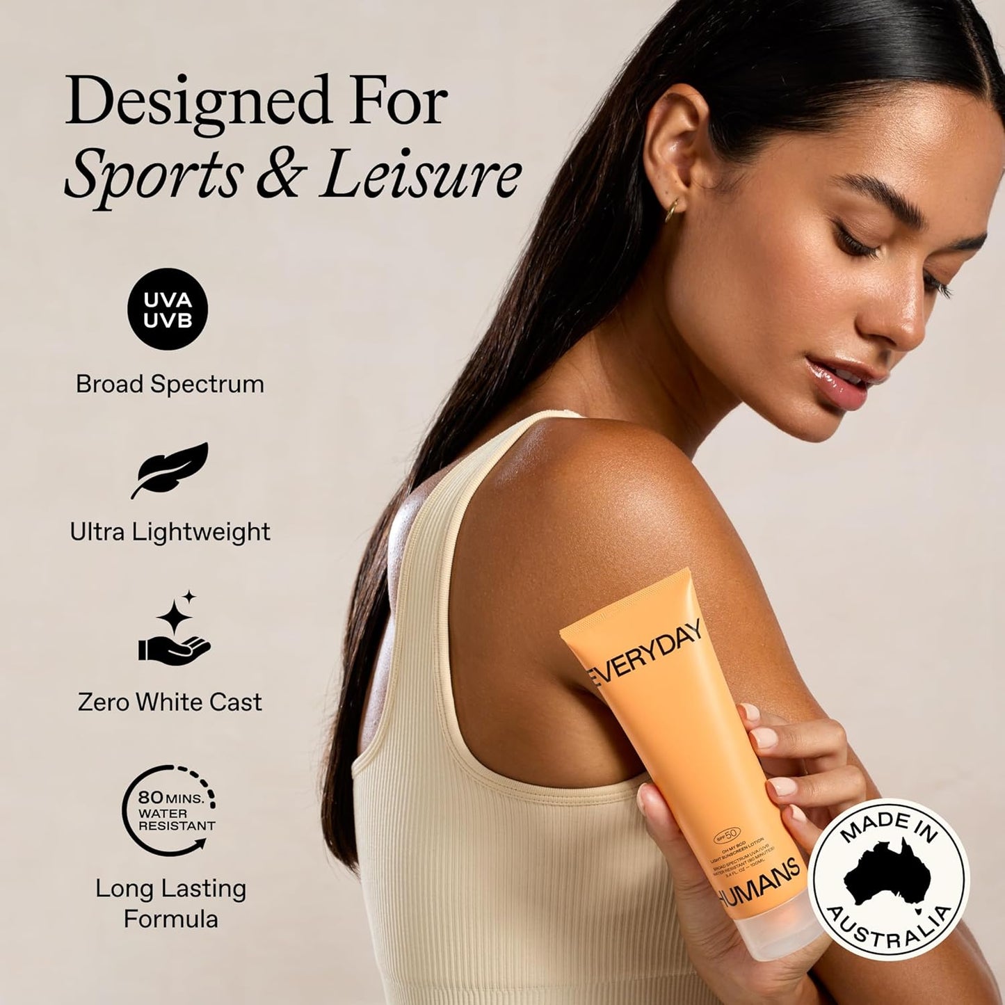 Everyday Humans Oh My Bod SPF50 Sunscreen Body Lotion 3.4 oz | Travel Ultra Light & Invisible SPF | Sweat & Water Resistant | Doesn't Sting Eyes | UVA/UVB Broad Spectrum Protection | Oxybenzone Free