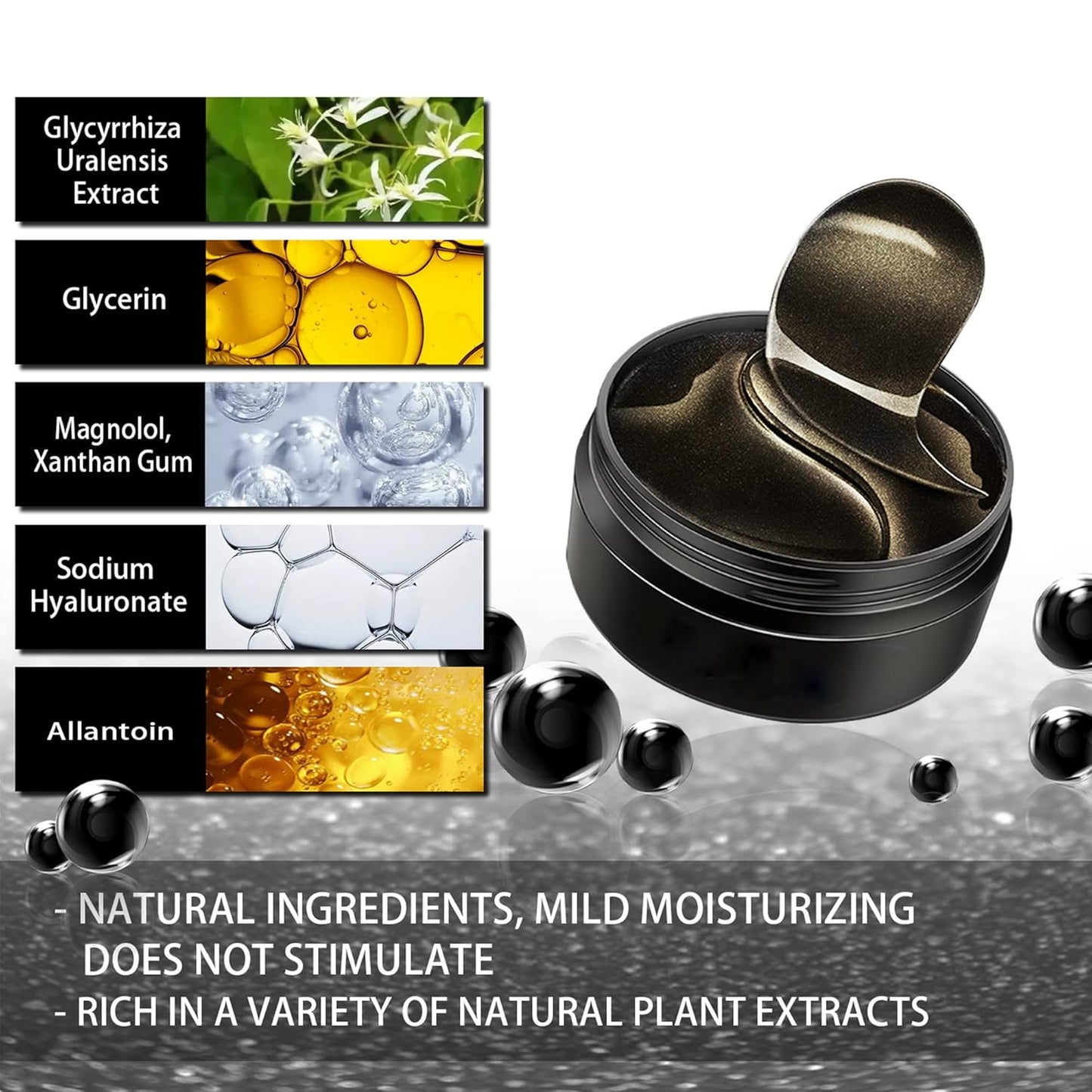 30 Pairs Eye Mask Patches,Collagen Crystal Under Eye Pads for Dark Circles,Puffiness & Wrinkles,Eye Bags,Anti-Aging,Firms Gel Eye Mask Patches for Puffy Eyes Adult, (Black Pearl)