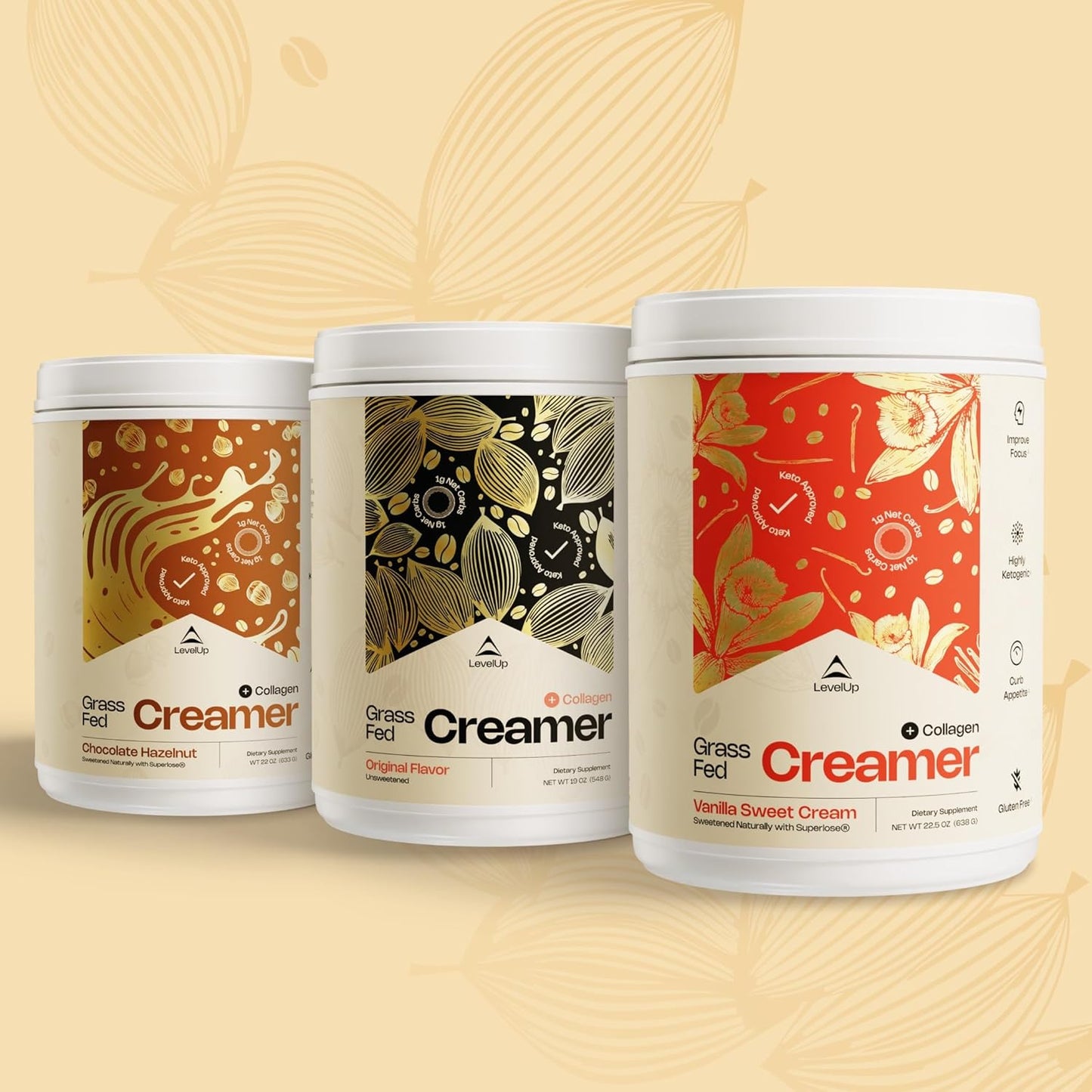 LevelUp Creamer, with Energizing MCT Oil and Collagen Peptides, Keto Coffee Creamer, Supports Natural Energy & Ketone Production - Pumpkin Spice Latte