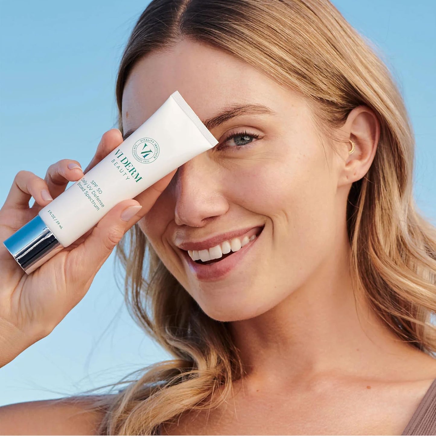 VI Derm SPF 50 Daily UV Defense Sunscreen - Broad Spectrum Sunblock for Face & Body - Lightweight, Oil-Free, Fast-Absorbing Skincare Protector - Clean, Non-Greasy Formula - Fragrance Free, 2 Fl Oz