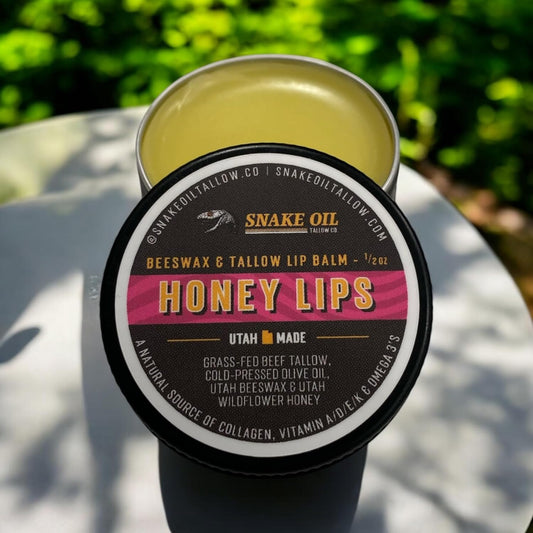 Tallow Lip Balm - Made in USA - Grassfed Beef Tallow - Handmade in Small Batches - Great for Lips, Cuticles and Dry Skin Needs like Eczema, Acne, Psoriasis - Unscented - 4 Organic Ingredients