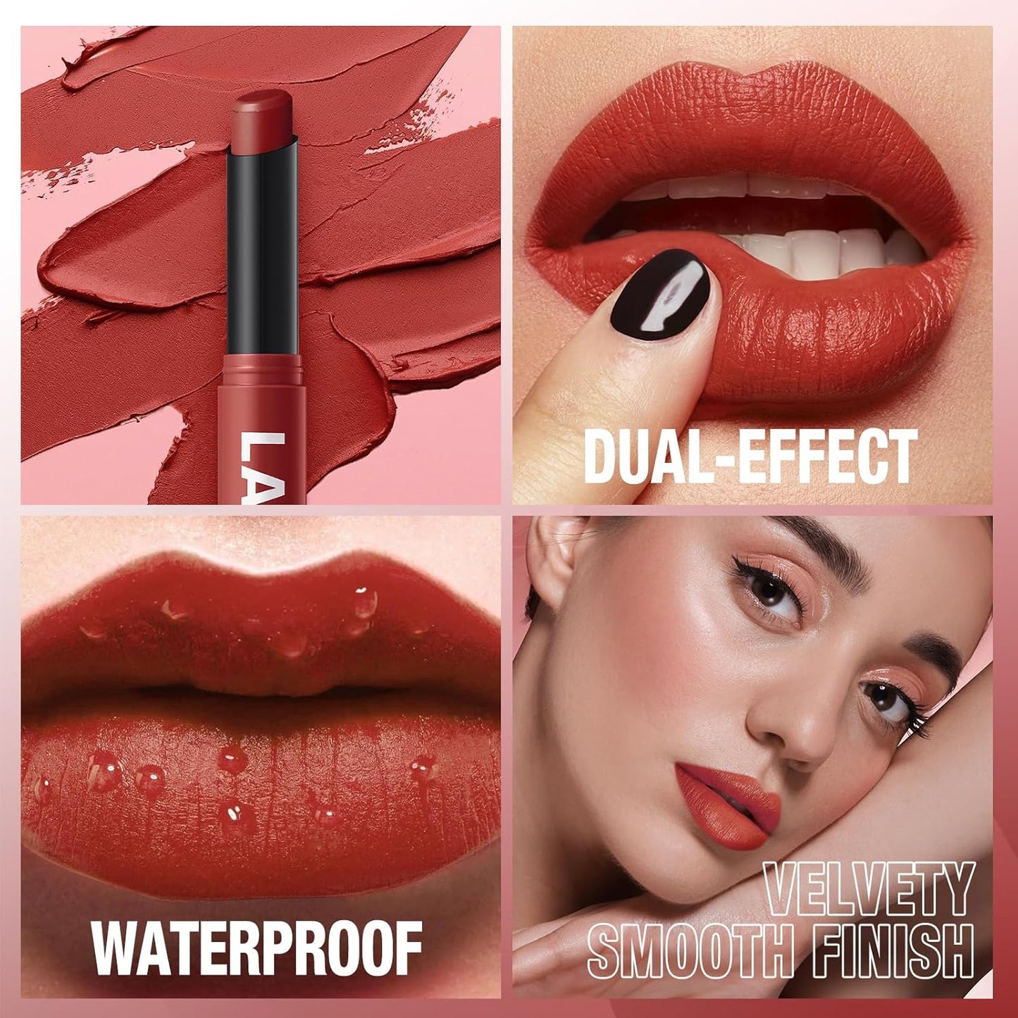 Jolilab 3Pcs Velvet Matte Lipstick Nude Matte Soft Dark Color Stick High Pigmented Long-Lasting Waterproof Lip Stick Lip Balm Beauty Cosmetics Gift for Girls and Women(07#+08#+09#