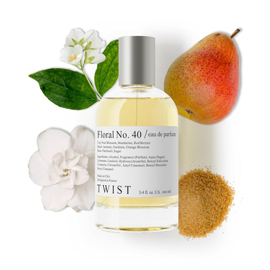 Twist Floral No. 40 - Eau De Parfum Inspired by Guc. Flora Gorgeous Gardenia, Long Lasting Perfume For Women, Paraben Free, Vegan, Clean Ingredients, Fragrance - Spray 100 ml | 3.4 fl. oz.
