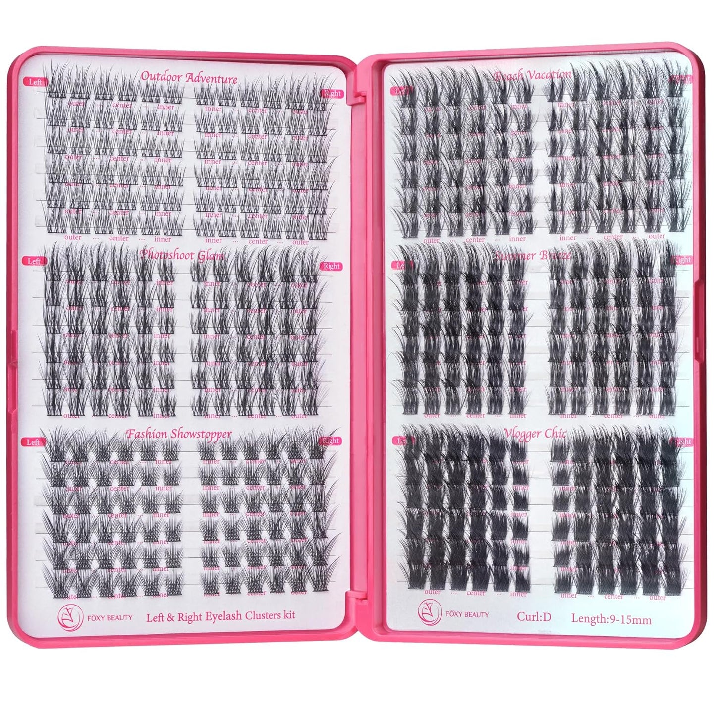 Fluffy Lash Clusters - 360Pcs Natural 0.05D Eyelash Clusters, Left & Right Eyelashes, Urtra Lightweight Cat Eye Clusters for Starter DIY at Home(Eyelashes Only)