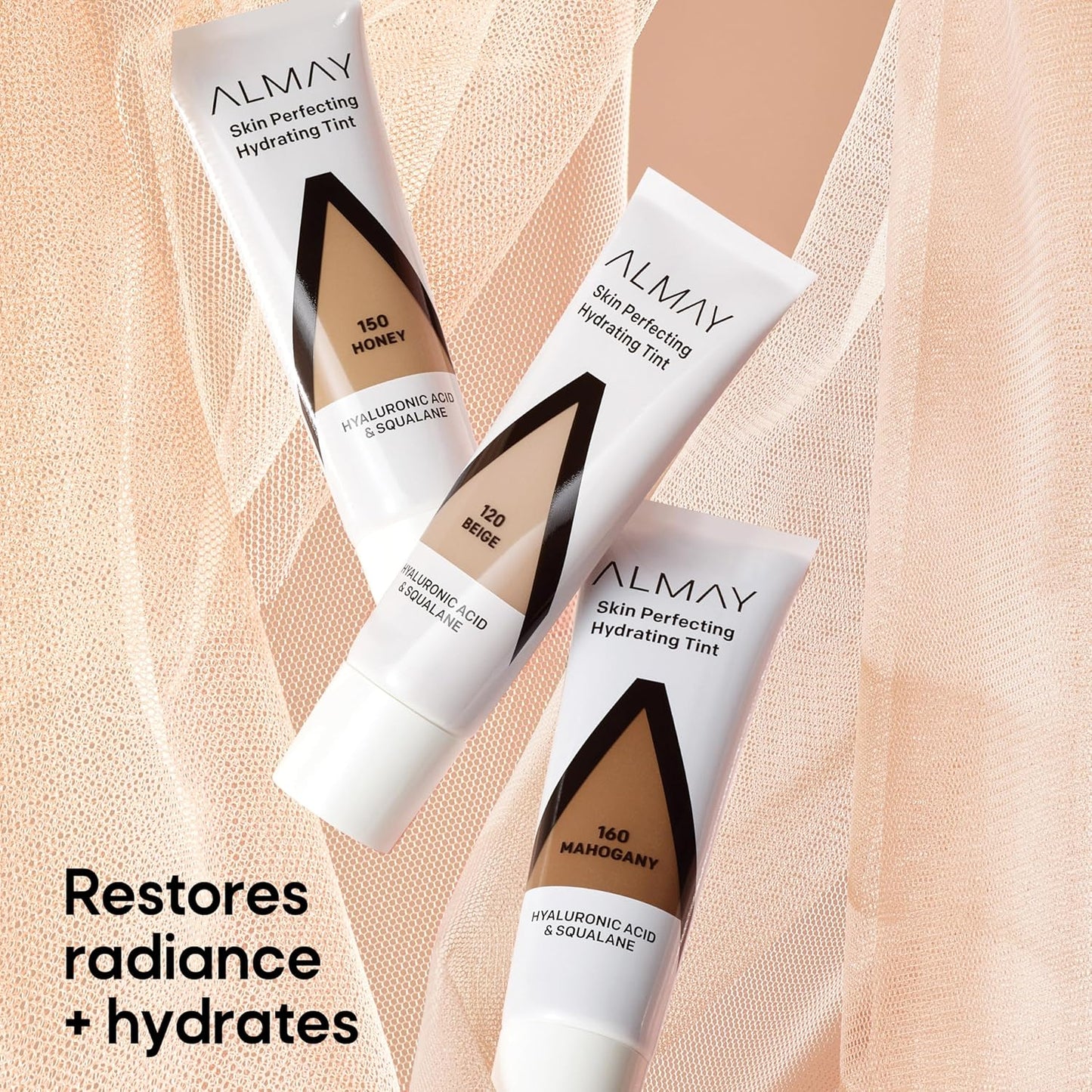 Almay Hydrating Liquid Foundation Tint, Lightweight with Light Coverage, Naturally Dewy Finish, Hypoallergenic, Dermatologist TestedFragrance Free, 160 Mahogany, 0.94 fl oz.