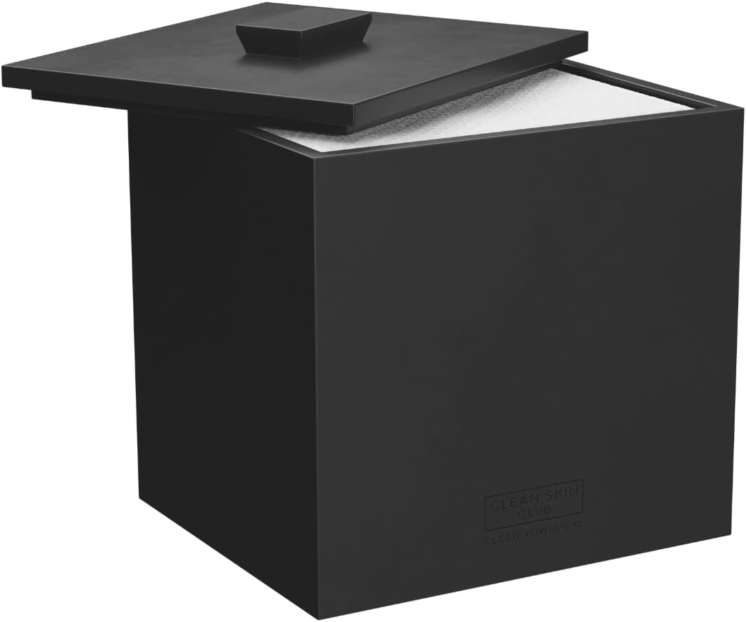 CLEAN SKIN CLUB Cement Box for 50 Disposable Clean Towels XL (Towels NOT Included), Concrete Container for Face Towelettes Bathroom Counter Storage, Cleansing Facial Dry Wipes - Matte Onyx