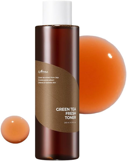 ISNTREE Green Tea Fresh Toner 200ml, 6.76 fl.oz | Korean Skincare | Toner for Oily Skin | Sebum Control | Hydrating and Refreshing
