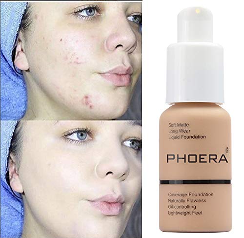 2 Pack PHOERA Foundation, Flawless Soft Matte Liquid Foundation Makeup for Women..PHOERA Foundation101# Porcelain and 102# Nude