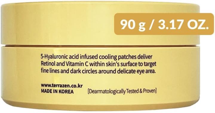 Korean Eye Patches Retinol Repair Firming Eye Mask Korean Skincare 24K Gold Hydrogel for Dark Circles, Puffiness & Fine Lines, 60 pcs