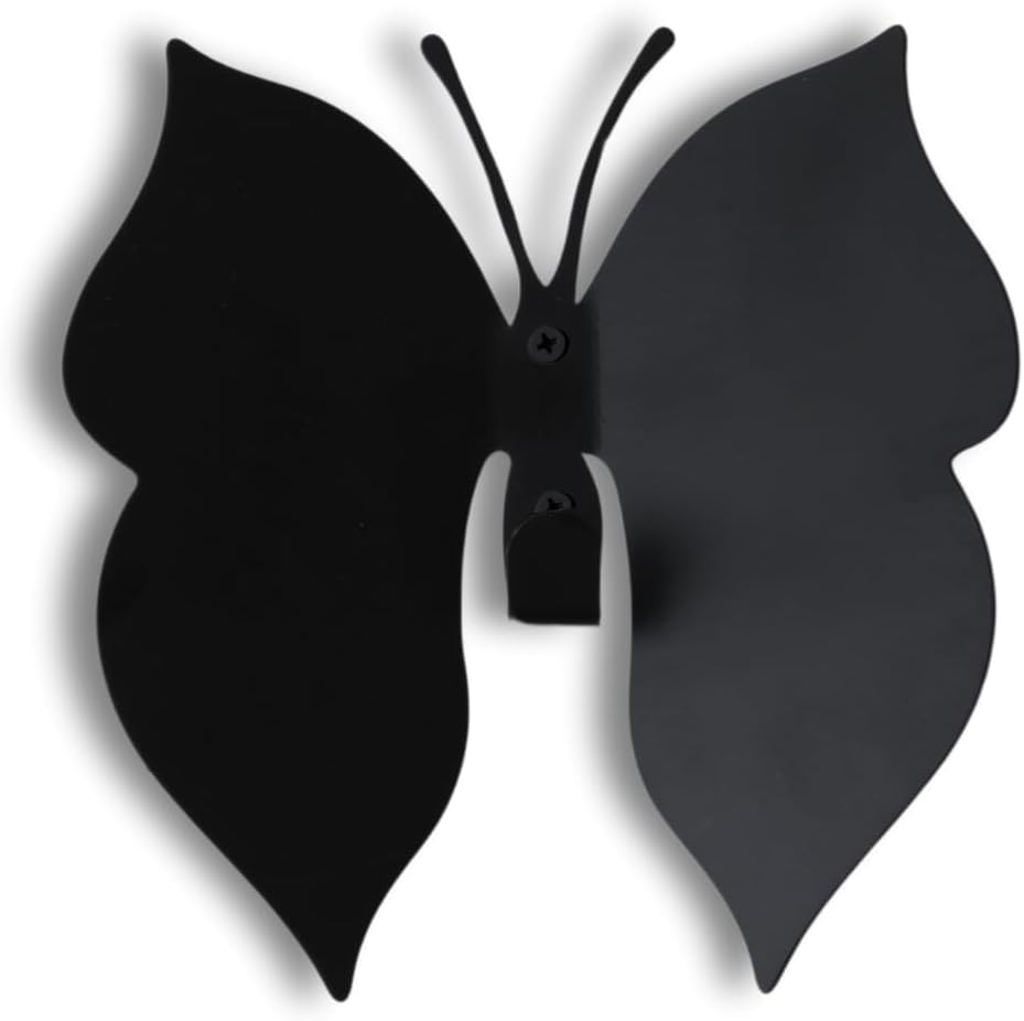 Butterfly 3D Black Butterfly Wall Hooks: Girl’s Bedroom Double-Hook Coat Rack Mount for Hanging Coat,Clothing,Backpacks,Purses,Jewelry,Towels, Girls Room DécorCut-Out Metal 2 Hangers