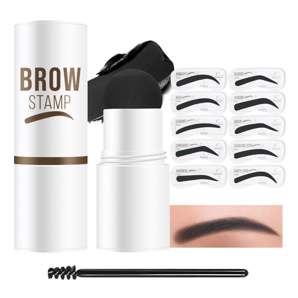Eyebrow Stamp Stencil Set, Grey Black Eyebrow Stencils Shaping Kit, Long-Lasting Eyebrow Shaper for Women Girl, Cruelty-Free plantillas para la cejas