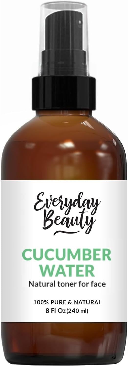 Cucumber Hydrosol Facial Toner - All Natural Hydrating Spray Mist for Face and Hair - 100% All Natural Cucumber Water Hydrosol 8oz with Fine Mist Cap
