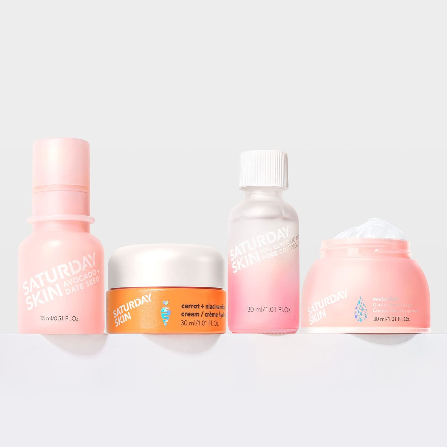 Saturday Skin Face Moisturizer Water Cream Mini Size, Vegan Natural Facial Moisturizer Oil-free Gel Cream From Alaska Glacier Water Day & Night Cream Hydrating and Reduce Wrinkles(1.01 Fl Oz (30ml))