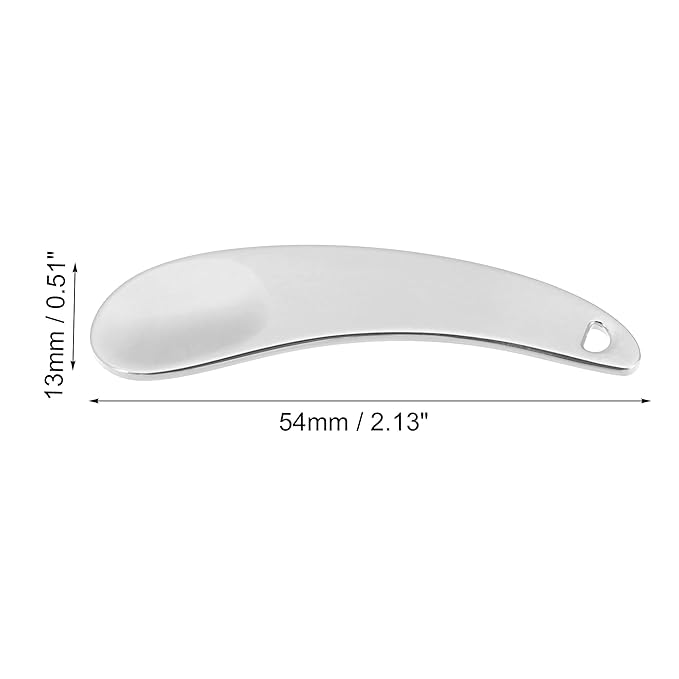 VOCOSTE 4 Pcs Makeup Spatula Mini Spoon, Eye Cream Massage Sticks Beauty Scoop, for Facial Cosmetic Face Cream, Zinc Alloy Moon Shape 2.13"x0.51", Silver Tone