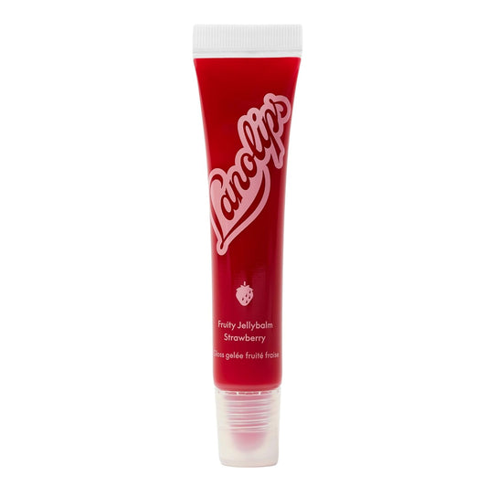 Lanolips Fruity Jellybalm - Tinted Lip Balm to Deepen, Brighten & Enhance - Moisturizing Lanolin Lip Balm & Jelly Lip Gloss - Everyday Lip Makeup - Strawberry (10g / 0.35oz)