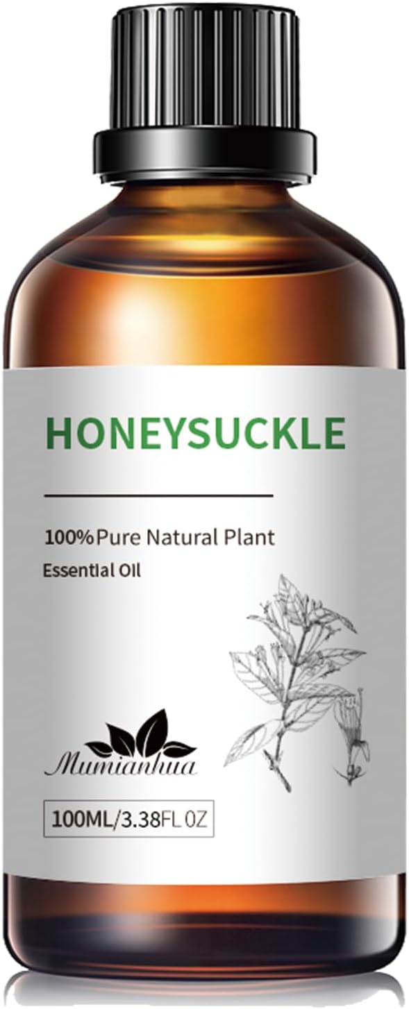 Mumianhua 100% Pure Honeysuckle Essential Oil - Therapeutic Grade Natural Honeysuckle Oil for Large Room Humidifier, Bedroom & Laundry | Floral for Diffuser, Skin & Candle,Perfume Crafts 3.38 Fl Oz