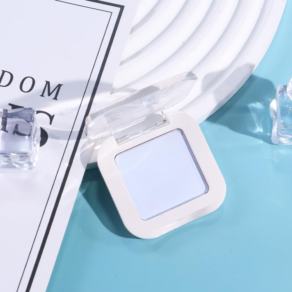 evpct Light Blue Matte Single Eyeshadow Palette, Pastel Sky Blue Natural Cream Powder Matte Eye Shadow Palette Makeup for Older Women, Highly Pigmented Mini Monochrome Eyeshadow Sombra Para Ojos