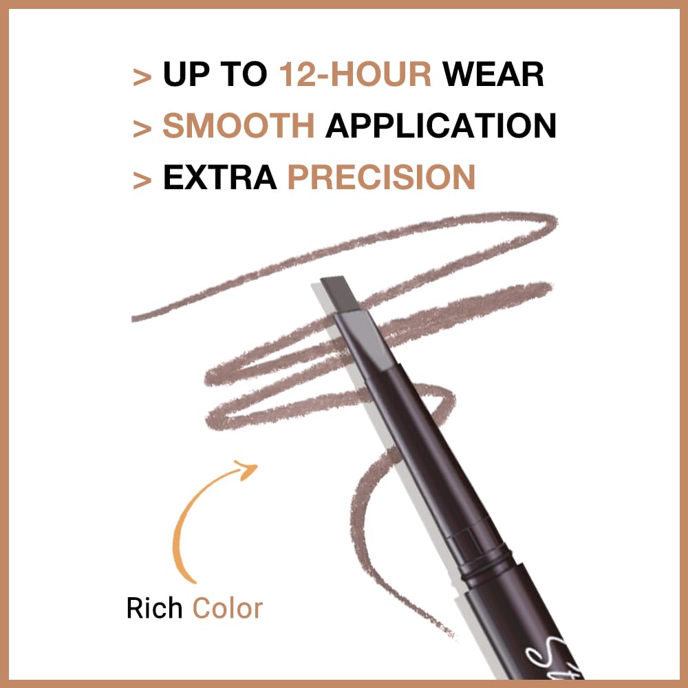 Eyebrow Pencils for Women, Medium Brown Brow Pen Brow Brush for Eye Makeup, Dual-Sided Soft Ultimate Retractable Definer Pencils, Fine Tip lapiz de cejas