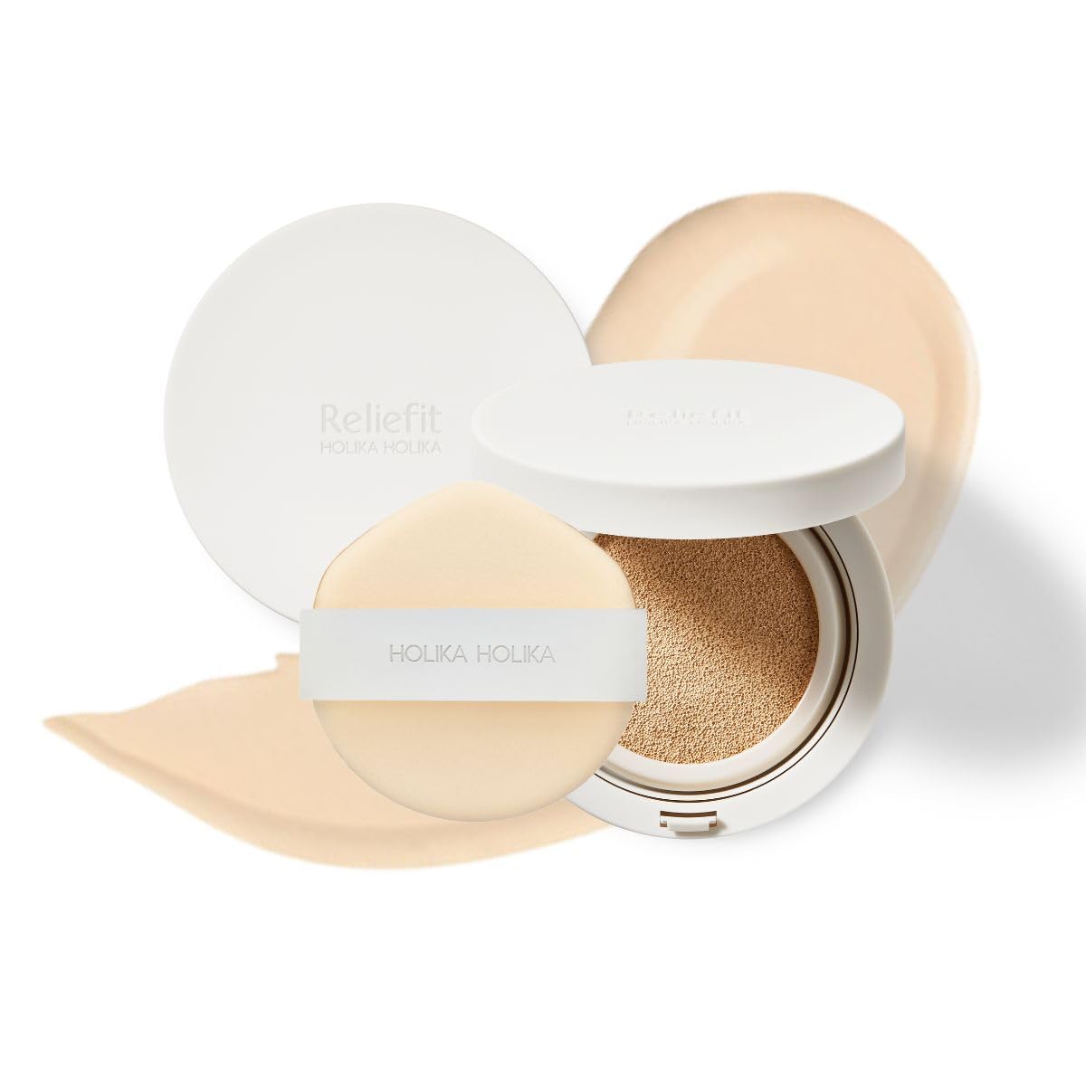 Holika Holika Reliefit CICA Clear Cushion 01 Pure Vanilla 14g, 0.49oz / 1Set + 1 Refill/Vegan Cushion Foundation