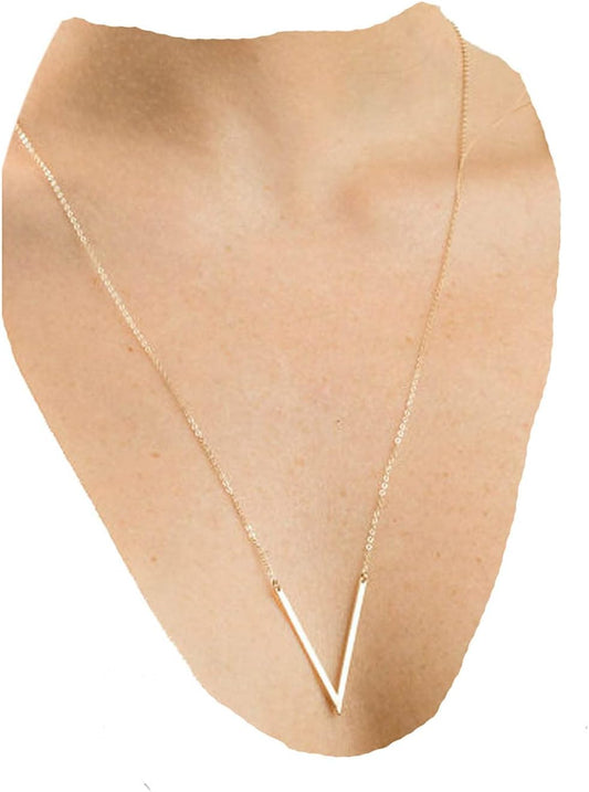 Letter V Pendant Necklace Monogram Necklace Choker Minimalist Initial V Necklace Simple Everyday Necklace Chain Jewelry for Women
