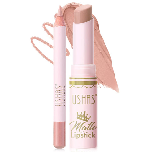 USHAS Lipstick and Lip Liner Combo Set 2 in 1 Waterproof Matte Lipstick pen for Women Lip liner Set Long Lasting with Makeup Set (Y16, Pack of 1)