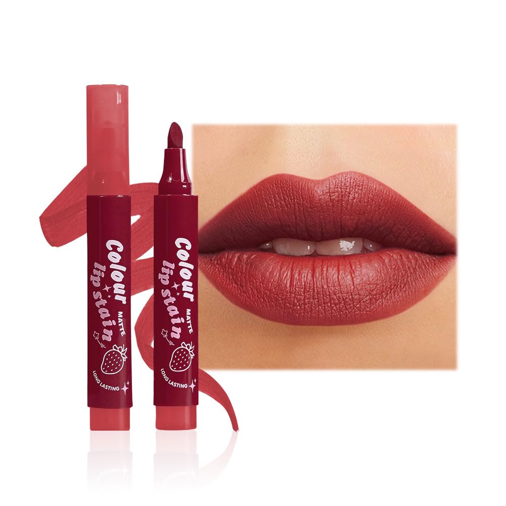 Lip Stain, Waterproof lip tint, Matte Color Look, Longlasting All Day Wear Lip Color, Smudge Proof Natural Finish, Precise Chisel Tip Marker,non sticky lip gloss,kiss proof lip color 06#