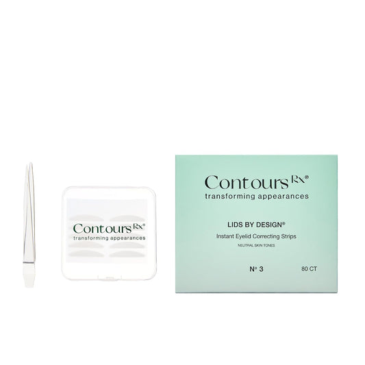 Contours Rx Lids By Design - Non-Surgical & Transparent Eyelid Lift Strips - For a More Youthful-Looking Appearance, Reshape and Define with Eyelid Tape for Hooded Eyes (3mm) 80ct