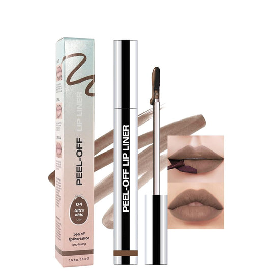 Matte Liquid Lip Stain Peel Off Lip liner Tattoo, Light Taupe Matte Peel Off Lip Stain, Long Lasting Waterproof Lipstick Lip Gloss Stain, Transfer-proof for All Skin Types, 0.12 fl oz 04#