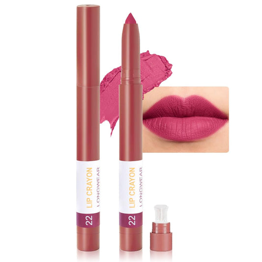 BINGBRUSH Lip Crayons Matte Longwear Lipstick Pack Set,Moisture Smooth Lipliner With Built-in Sharpener Ultimate Super Stay Ink Lip Crayon for Makeup-Waterproof Velvet Lipgloss Lip Stain(22#Maroon)