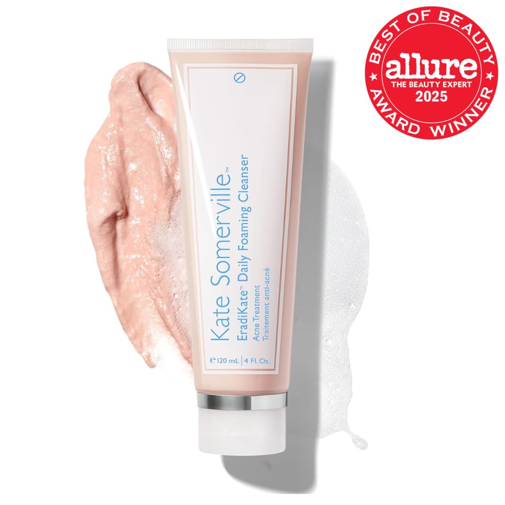 Kate Somerville EradiKate 3% Sulfur Daily Foaming Cleanser Acne Treatment – Clinically Formulated Medicated Face Wash Balances Skin & Cleans Pores, 4 Fl Oz