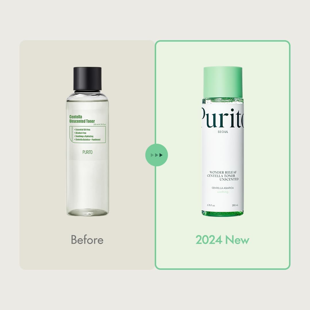 PURITO Seoul Wonder Releaf Centella Toner Unscented Korean Centella, for Sensitive Skin, Soothing, Facial Toner for face, K-Beauty, 200ml 6.76 fl.oz