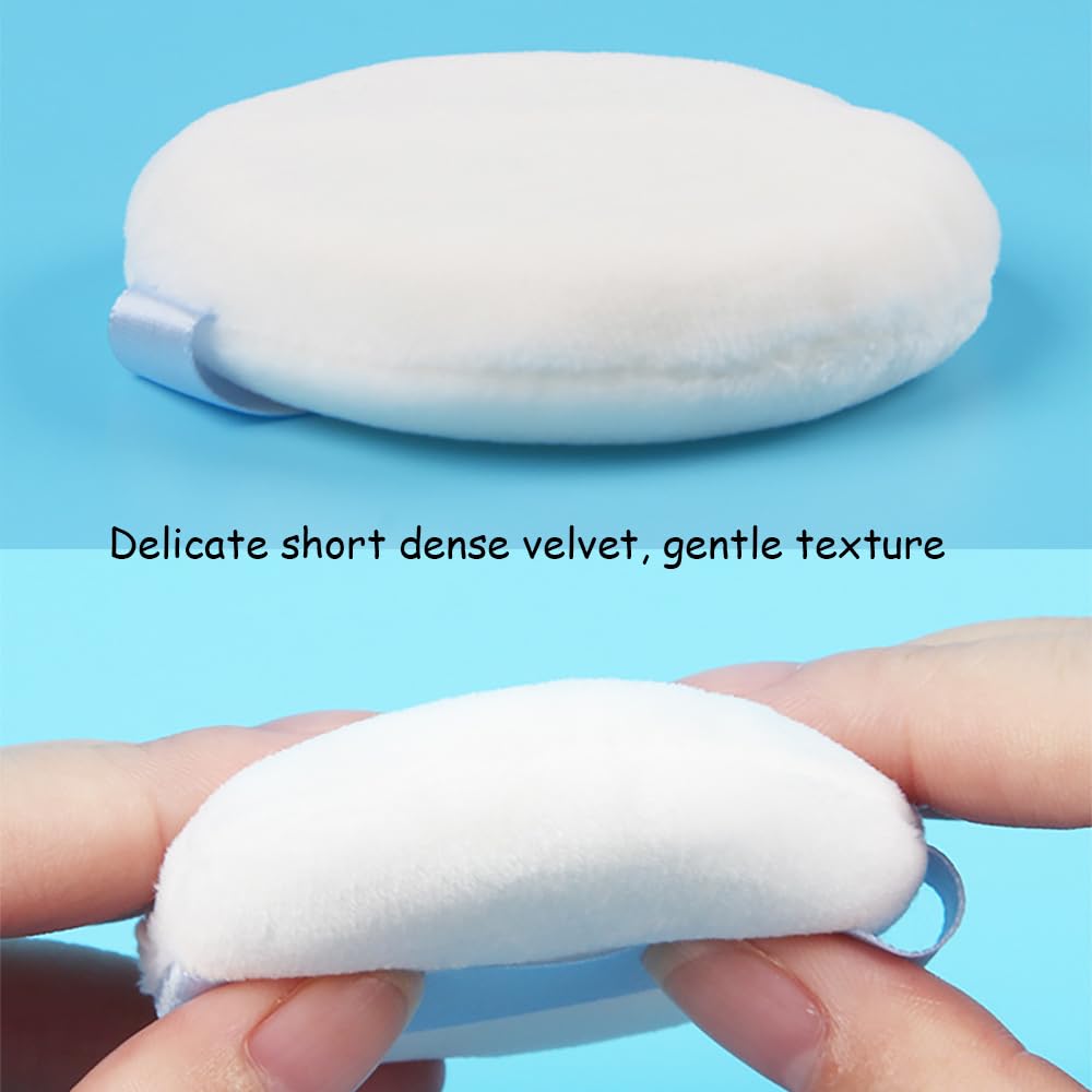 Ultra Soft Powder Puff and Container 3.3" High Density Velvet Dusting Washable Reusable Powder Puff,Body Powder Puff and Glass Jar Holder Loose Powder Box with Puff for Face Makeup(Tawny)