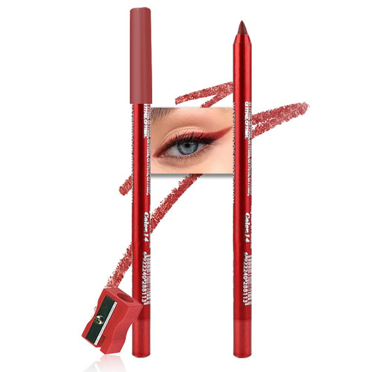 evpct Brick Red Eyeliner Pencils for Eyes, Brick Red Colored Eye Liner Pencil Makeup Waterproof Smudge Proof, Colored Gel Waterline Eyeliner Liquid, Face Eye Paint Stick Halloween Makeup 14