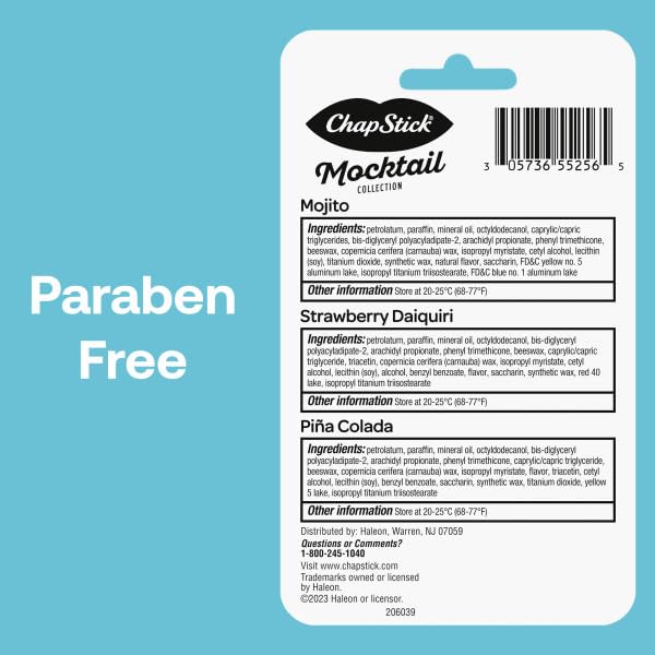 ChapStick Bulk Lip Balm Mocktail Collection, Lip Care Tubes, 0.45 oz, 216ct case