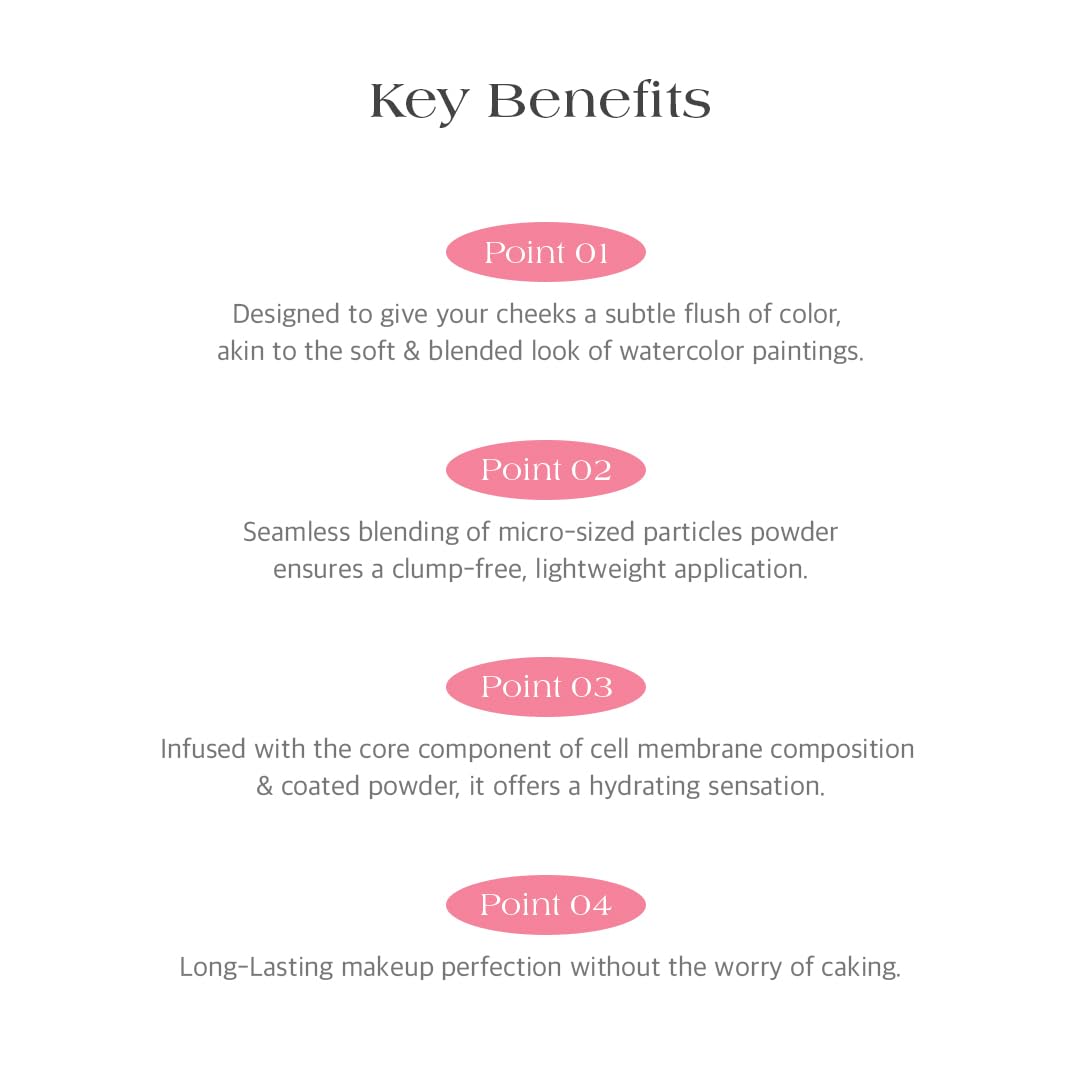 Dr.Althea Dear.A Fluffy Blush -An airy, long-lasting pressed powder blush, Effortlessly blends and layers, creates a natural, soft, healthy flush, Vegan formula (02 First Crush)