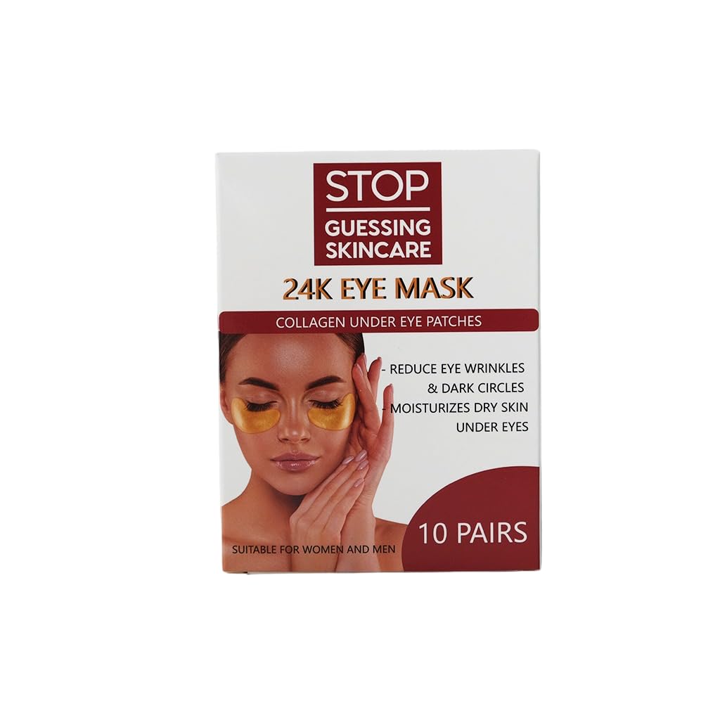 Under Eye Patches (10 Pairs) - Golden Eye Mask with Amino Acid & Collagen, Cooling Eye Care for Wrinkles, Puffy Eyes & Dark Circles, Skincare Treatment for Men & Women, USA Tested