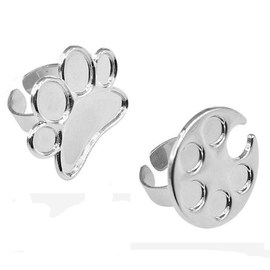 2 Pieces Nail Art Palette Finger Rings, Mini Polish Holder Drawing Color Palette, Nail Art Painting Gel Palette Manicure Tool, Cosmetic Artist Mixing Palette