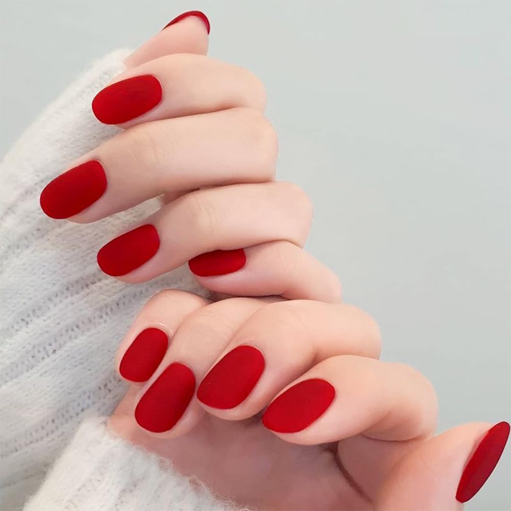 COSMOO 12ml Red Matte Nail Polish, Quick Dry Nail Lacquer for Nail Art Varnish, Mist Effect Matte Finish Velvet Nail Polish, 0.41 fl oz (Red, 0.41 fl oz)