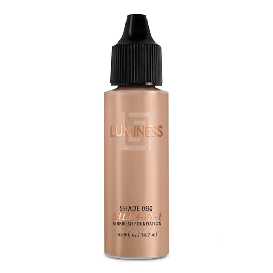 Luminess Air Silk 4-In-1 Airbrush Foundation- Foundation, Shade 080 (.5 Fl Oz) - Sheer to Medium Coverage - Anti-Aging Formula Hydrates and Moisturizes - Professional Makeup Kit for Cordless Air Brush