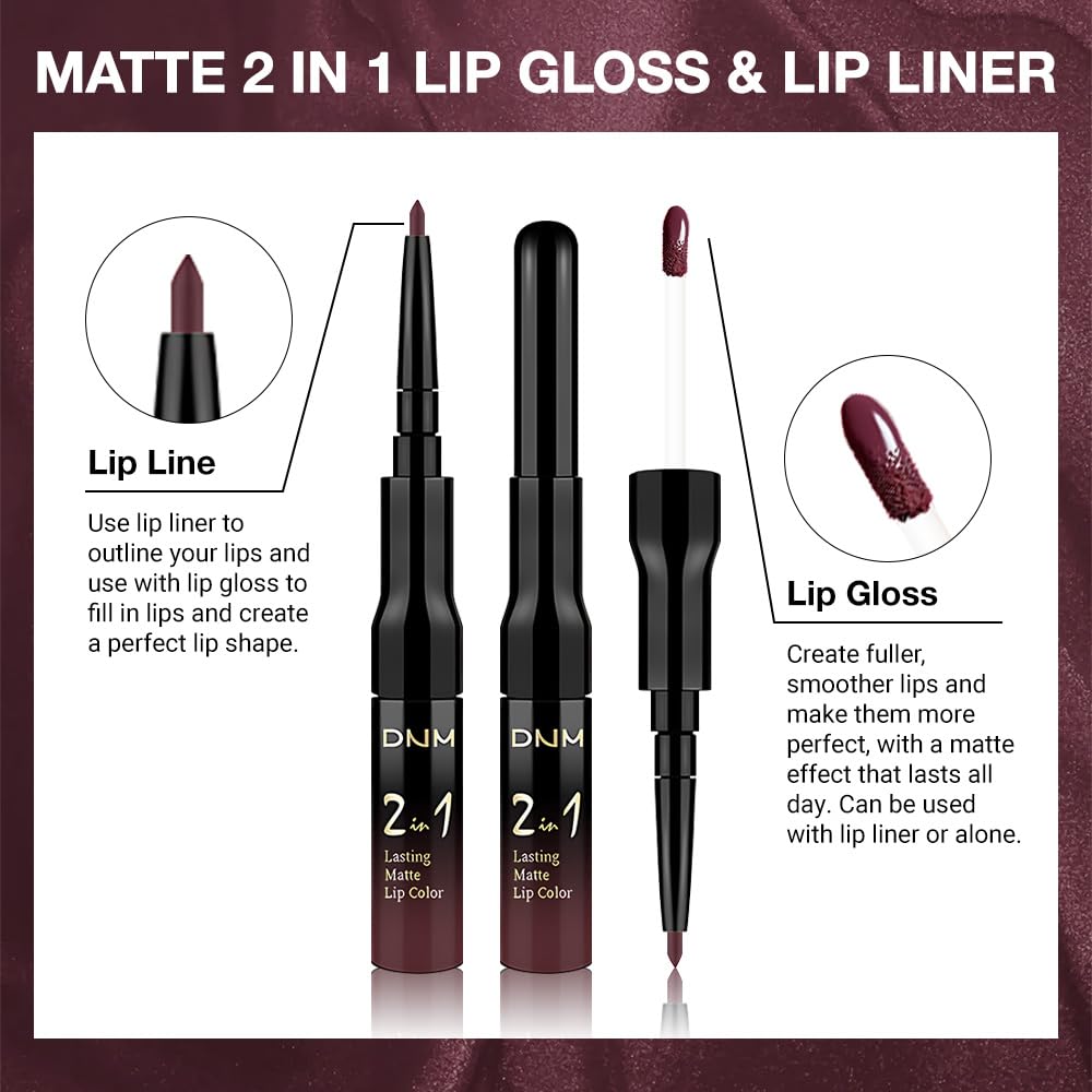 evpct 1Pcs Dark Deep Red Matte Lip Liner and Liquid Lipstick Stain Makeup Set for women, Red Long Lasting Smudge Proof Lipstick labiales matte mate larga duracion listip 24 hours originales,17#